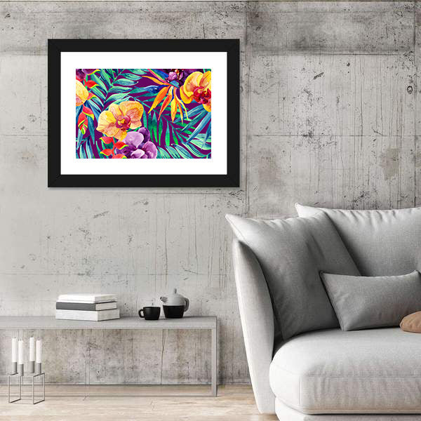 Tropical Jungle Watercolor Floral Canvas Wall Art