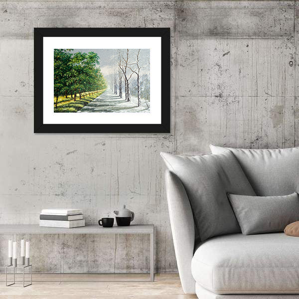 Summer to Winter Forest Path Canvas Wall Art