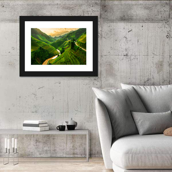 Terraced Rice Field In Mu Cang Chai In Vietnam Canvas Wall Art