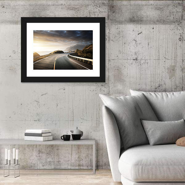 Winding Coastal Road in Lofoten Canvas Wall Art