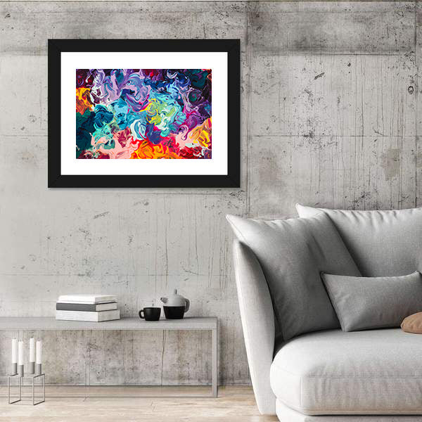 Colorful Acrylic Abstract with Thick Paint Swirls Canvas Wall Art