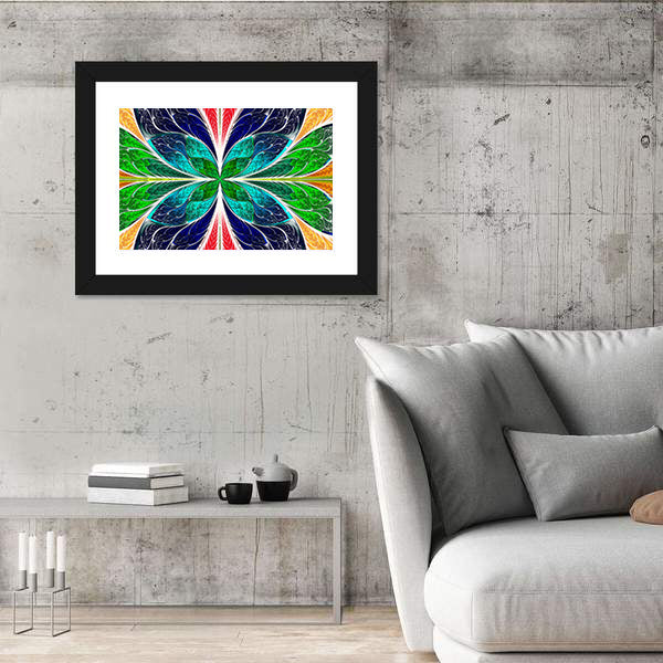 Stained Glass Fractal Butterfly Canvas Wall Art