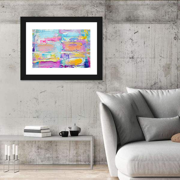 Layered Brushstrokes in Blue and Pink Canvas Wall Art
