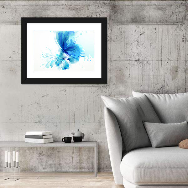 Translucent Blue Butterfly Abstract Canvas Wall Art