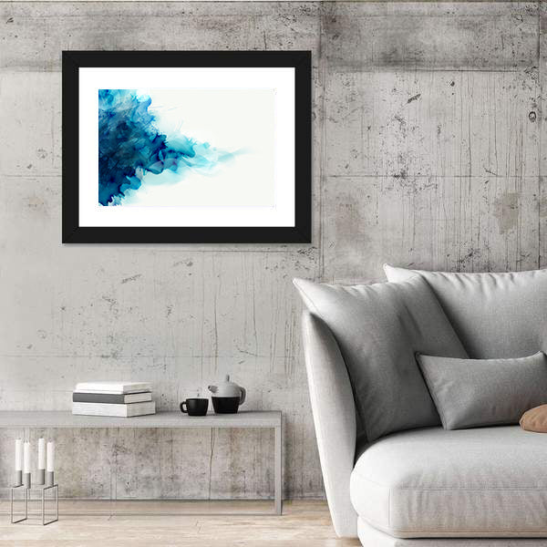 Blue Watercolor Ink Blot Canvas Wall Art