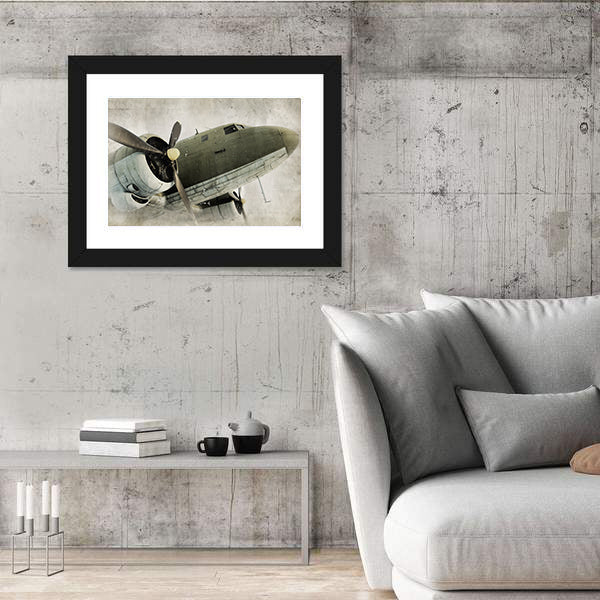 Old Propeller Airplane Canvas Wall Art