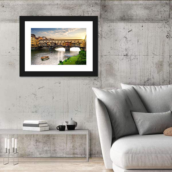 Ponte Vecchio In Florence At Sunset In Italy Canvas Wall Art