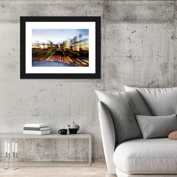 New York City Downtown Building Lights At Dusk In Manhattan Canvas Wall Art