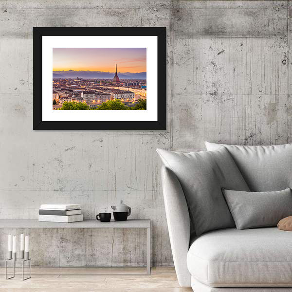 Torino Cityscape In Turin Italy Canvas Wall Art