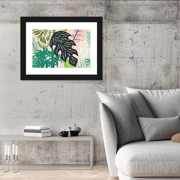 Abstract Palm Leaves Collage Canvas Wall Art