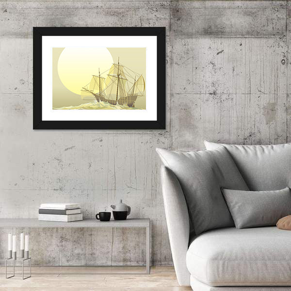 Santa Maria Caravel at Sunset Canvas Wall Art
