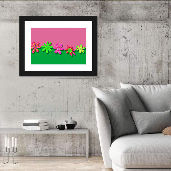 Fantasy Pink &amp; Green Flowers Canvas Wall Art
