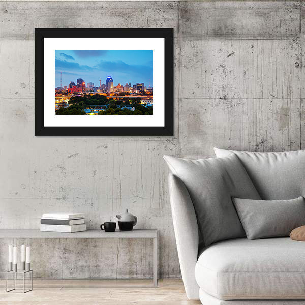 San Antonio Evening Cityscape In Texas Canvas Wall Art