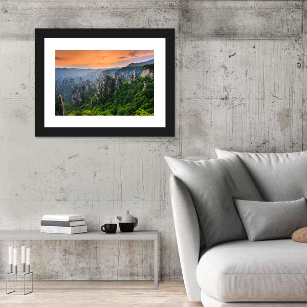 Zhangjiajie National Forest Park At Sunset In China Canvas Wall Art