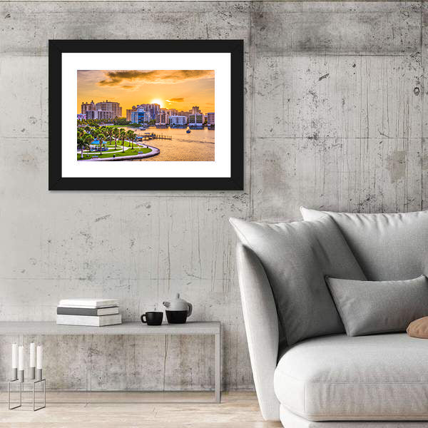 Sarasota Downtown Skyline at Golden Hour Canvas Wall Art
