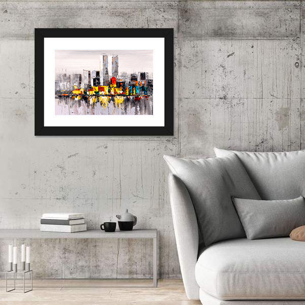 Abstract New York City Skyline with Reflection Canvas Wall Art