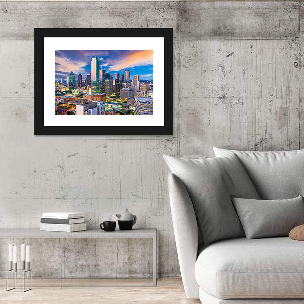 Dallas Skyline at Twilight Canvas Wall Art