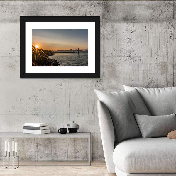 Sunset At Tobermory Lighthouse Scotland Canvas Wall Art