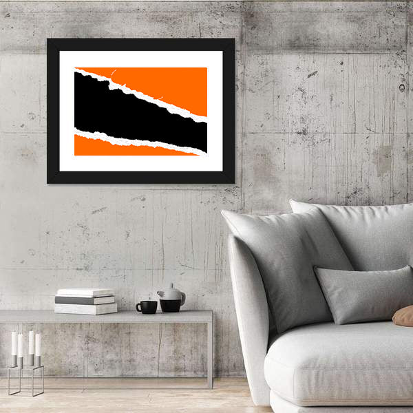 Torn Paper Abstract with Orange Fields Canvas Wall Art