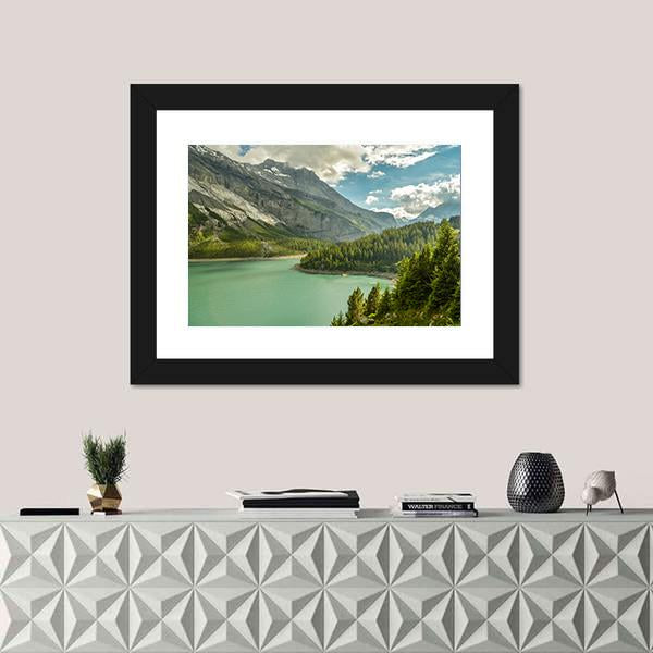 Oeschinen Lake In Swiss Alps Canvas Wall Art