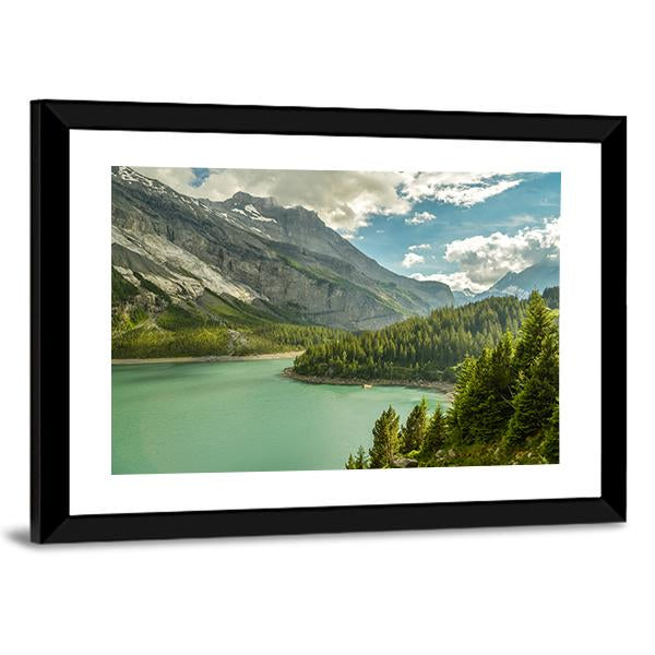 Oeschinen Lake In Swiss Alps Canvas Wall Art