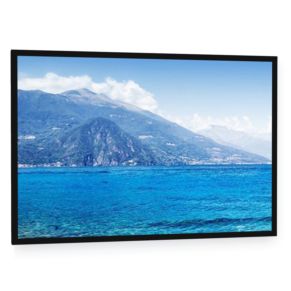 Lake Como Landscape Canvas Wall Art - single panel framed canvas in a black floating frame