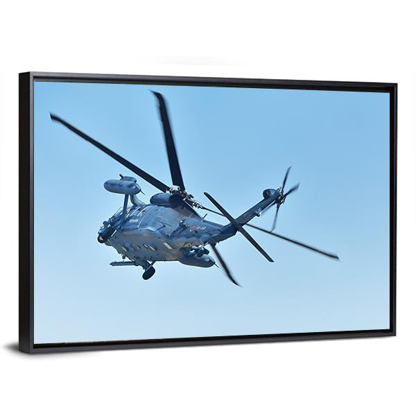 Uh-60j Military Helicopter in Flight Canvas Wall Art