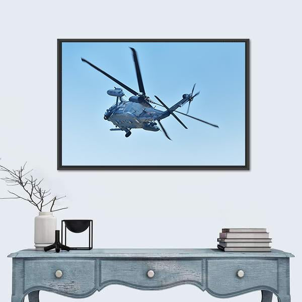 Uh-60j Military Helicopter in Flight Canvas Wall Art