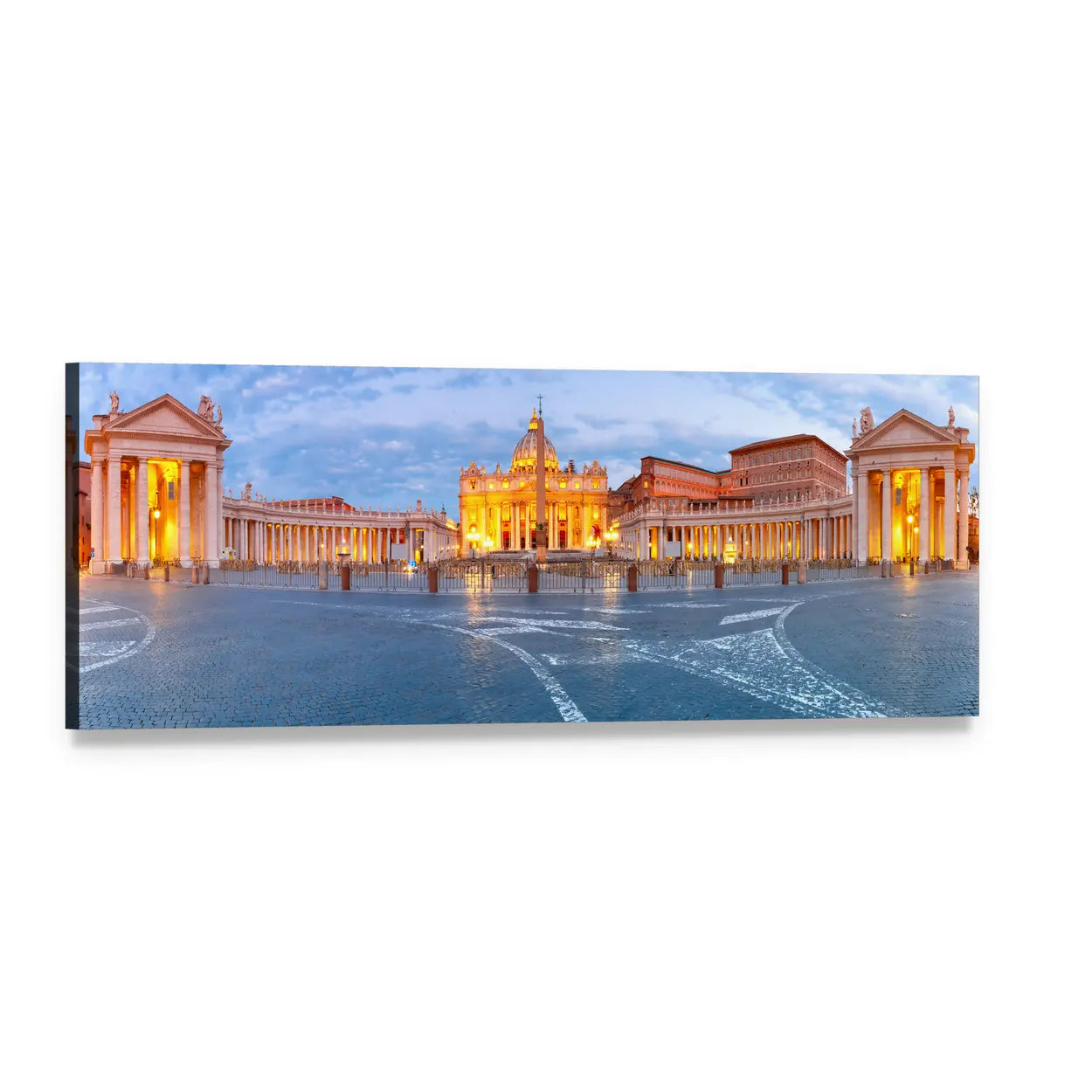 St Peter's Basilica at Twilight Panoramic Canvas Wall Art, single panel gallery wrapped canvas, angled product view