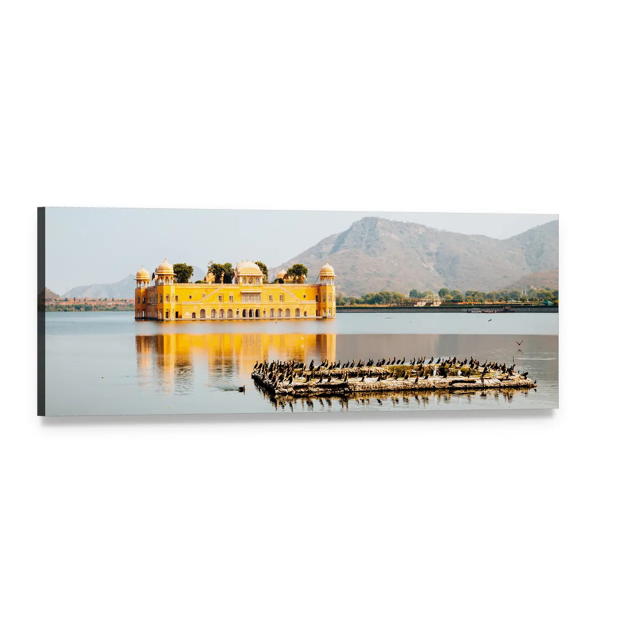 Jal Mahal Water Palace, Jaipur Panoramic Canvas Wall Art, single panel gallery wrapped canvas, angled product view