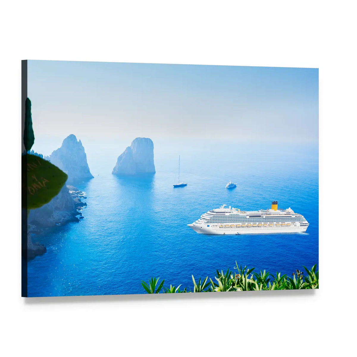 Cruise Ship in Tyrrhenian Sea Canvas Wall Art, single panel gallery wrapped canvas, angled product view