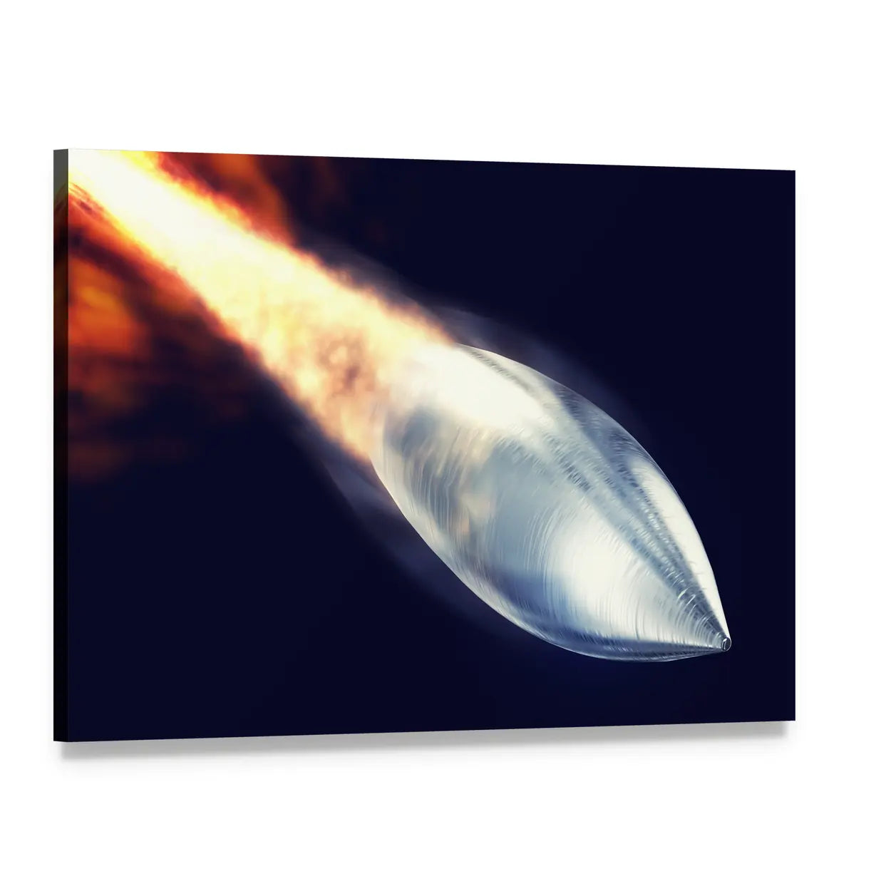 Fired Bullet Closeup Canvas Wall Art, single panel gallery wrapped canvas, angled product view