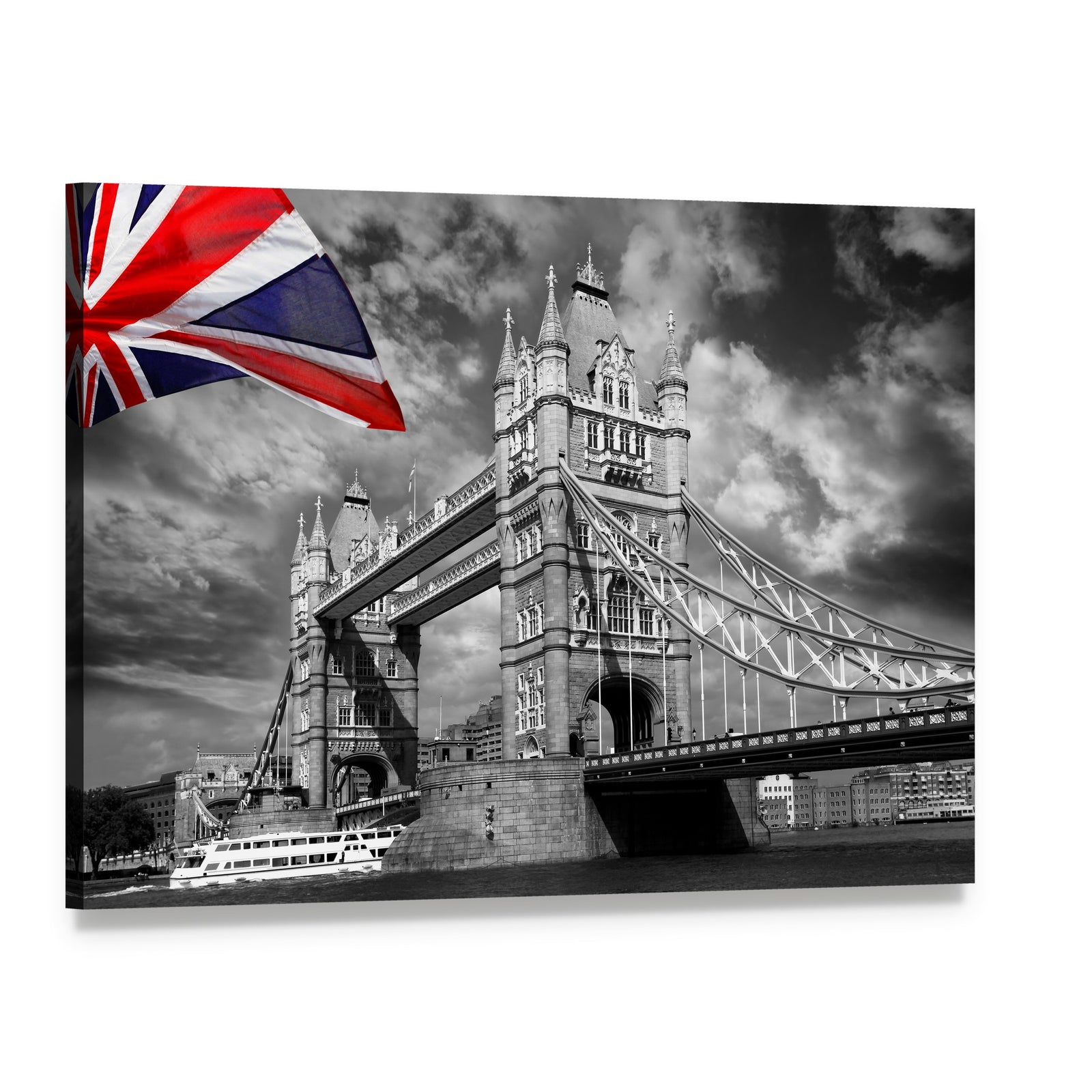 Tower Bridge London Canvas Wall Art, single panel gallery wrapped canvas, angled product view