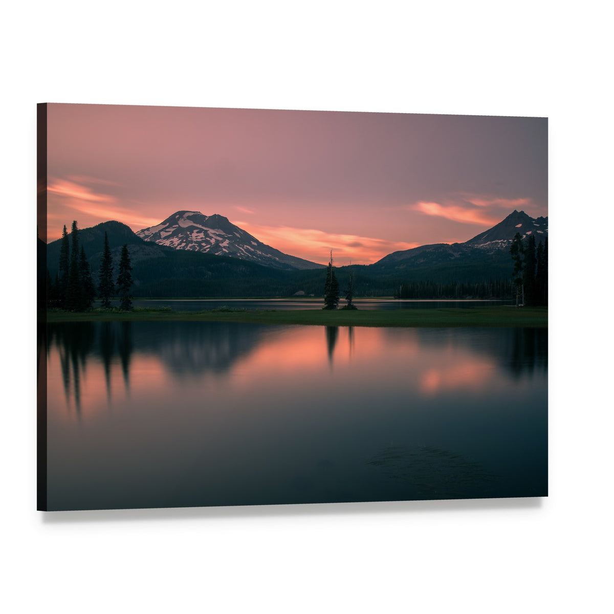 Sunset Over Sparks Lake Canvas Wall Art, single panel gallery wrapped canvas, angled product view