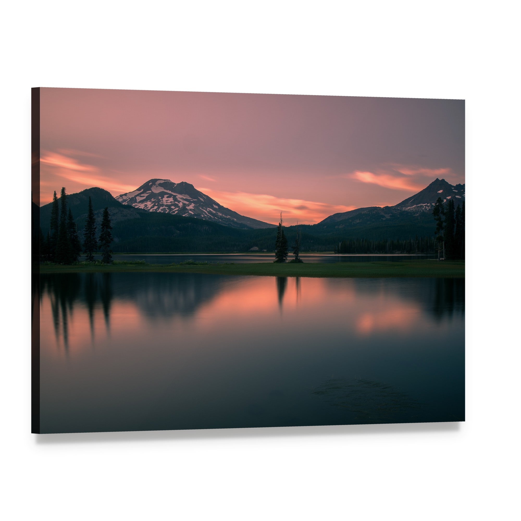Sunset Over Sparks Lake Canvas Wall Art, single panel gallery wrapped canvas, angled product view