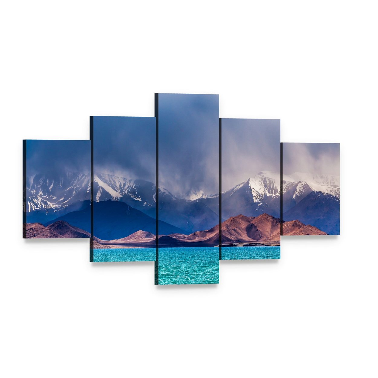 Karakul Lake in Pamir Canvas Wall Art, 5 panel 5 Star layout gallery wrapped canvas set, angled product view