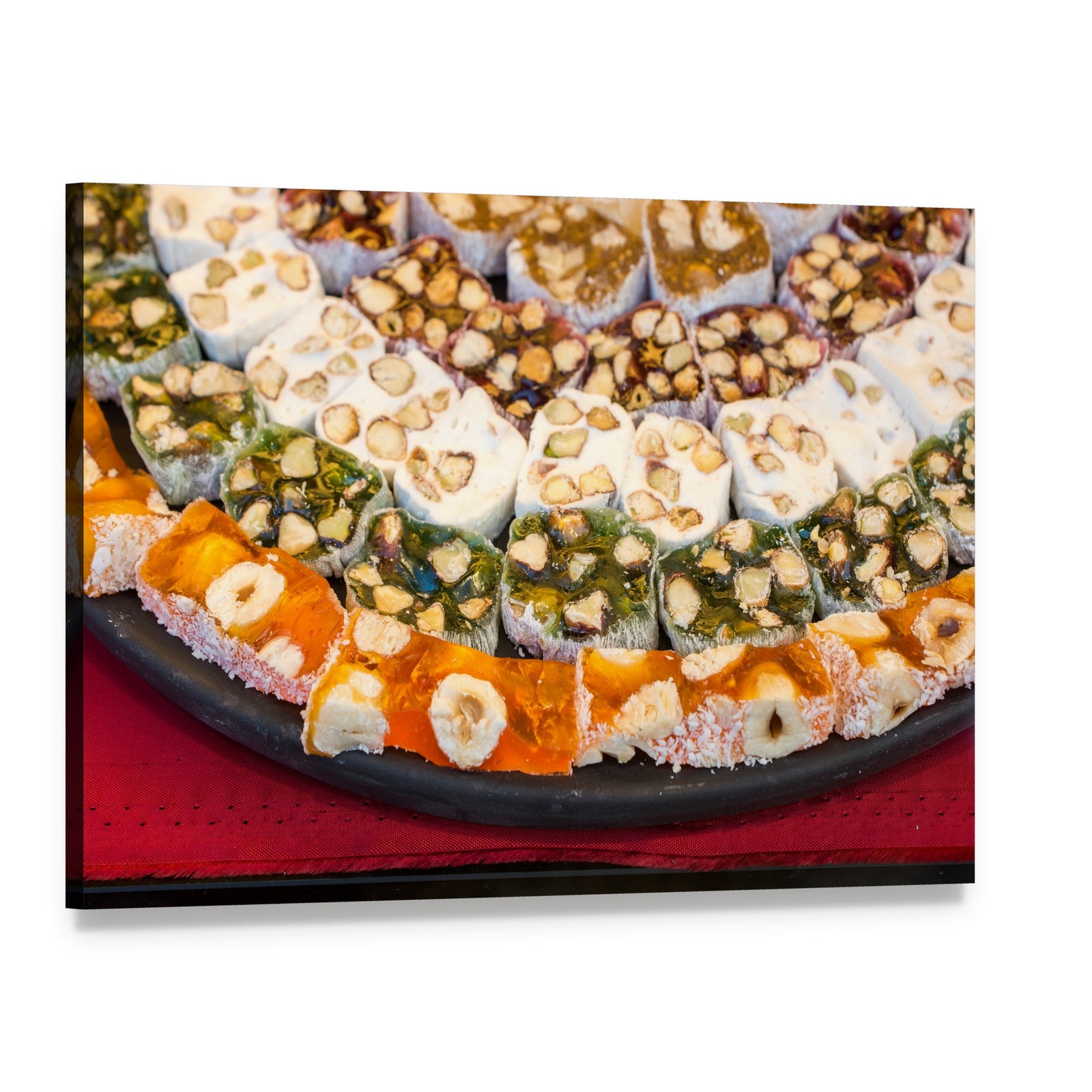 Assorted Turkish Delight Sweets Canvas Wall Art, single panel gallery wrapped canvas, angled product view