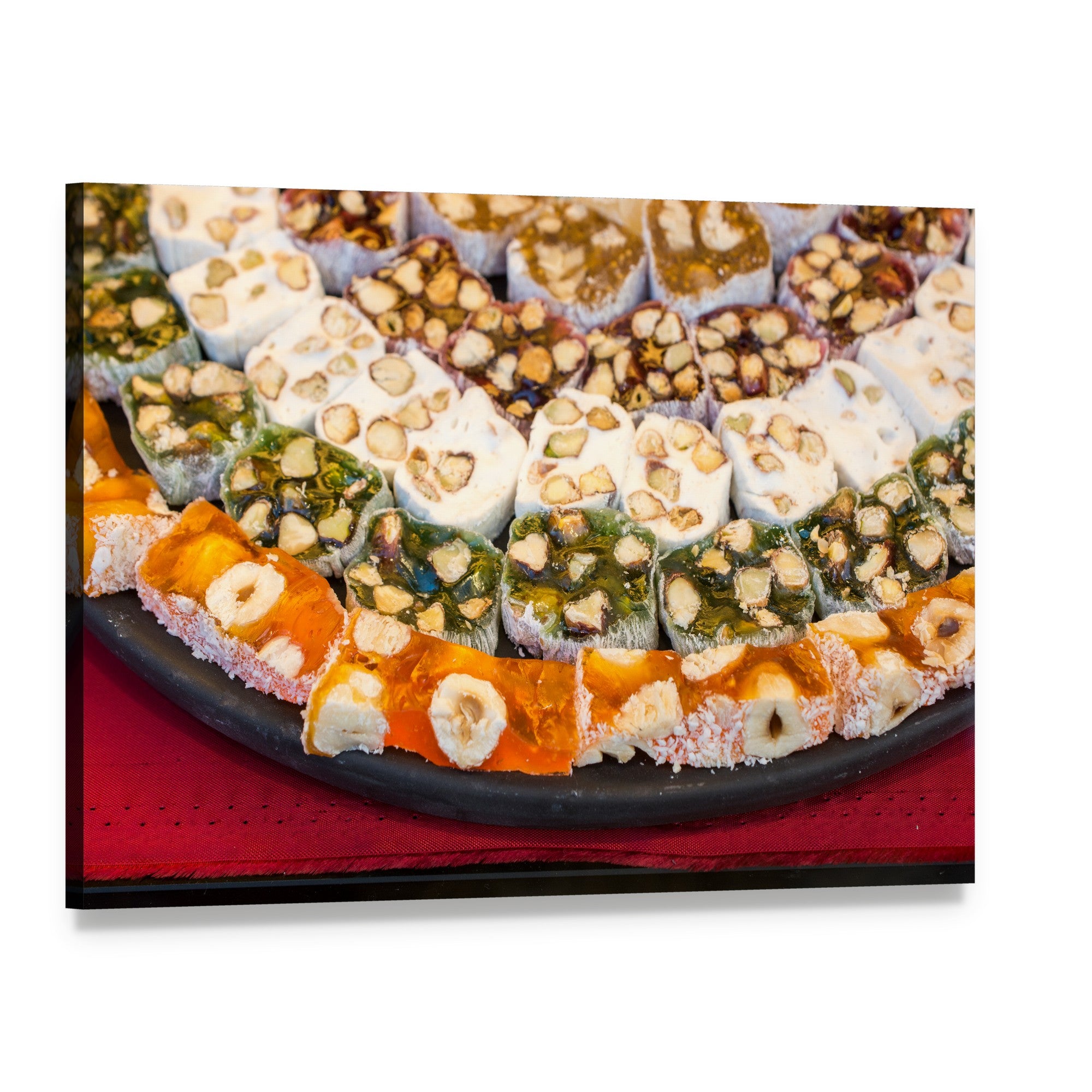 Assorted Turkish Delight Sweets Canvas Wall Art, single panel gallery wrapped canvas, angled product view