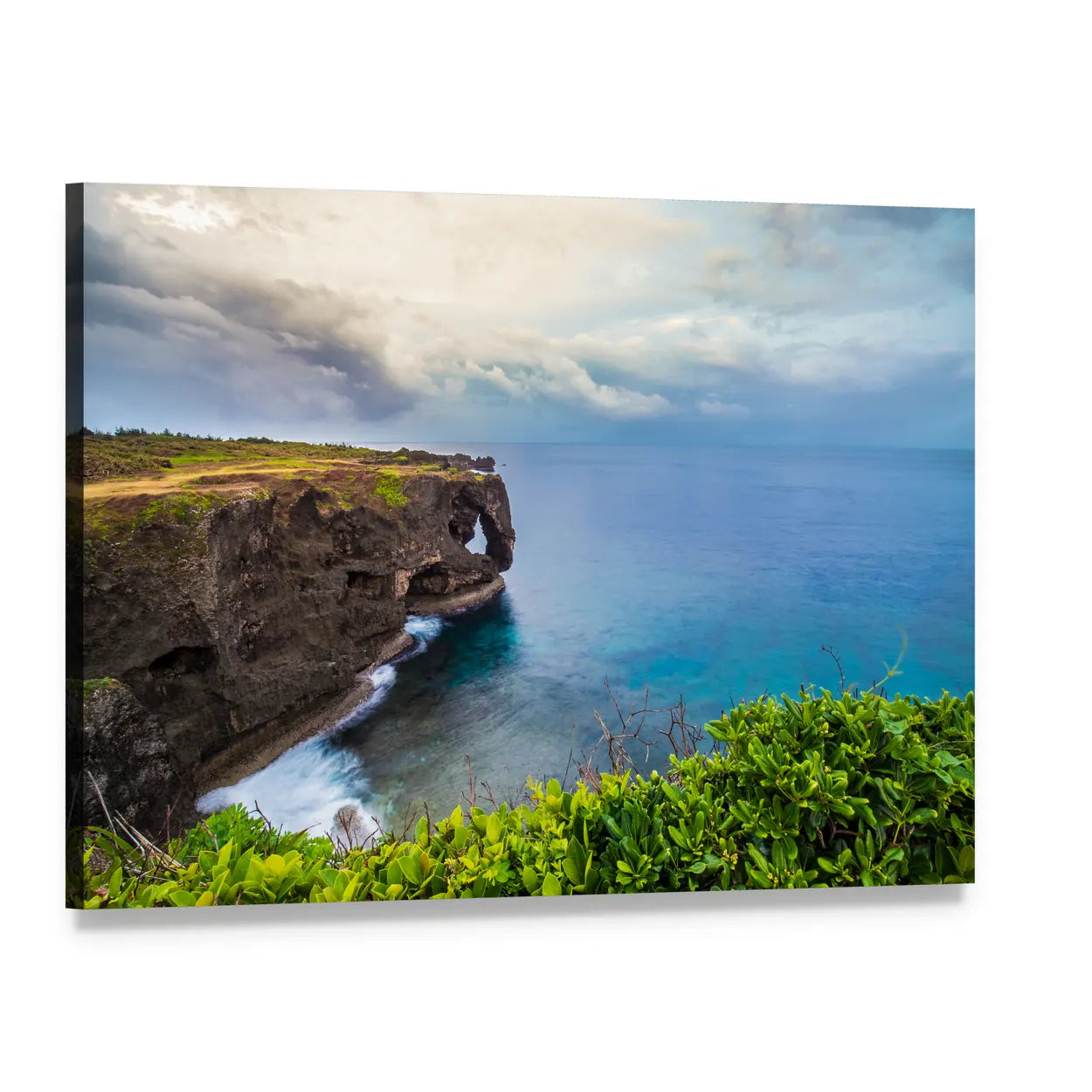 Sunrise at Manzamo Cape Canvas Wall Art, single panel gallery wrapped canvas, angled product view
