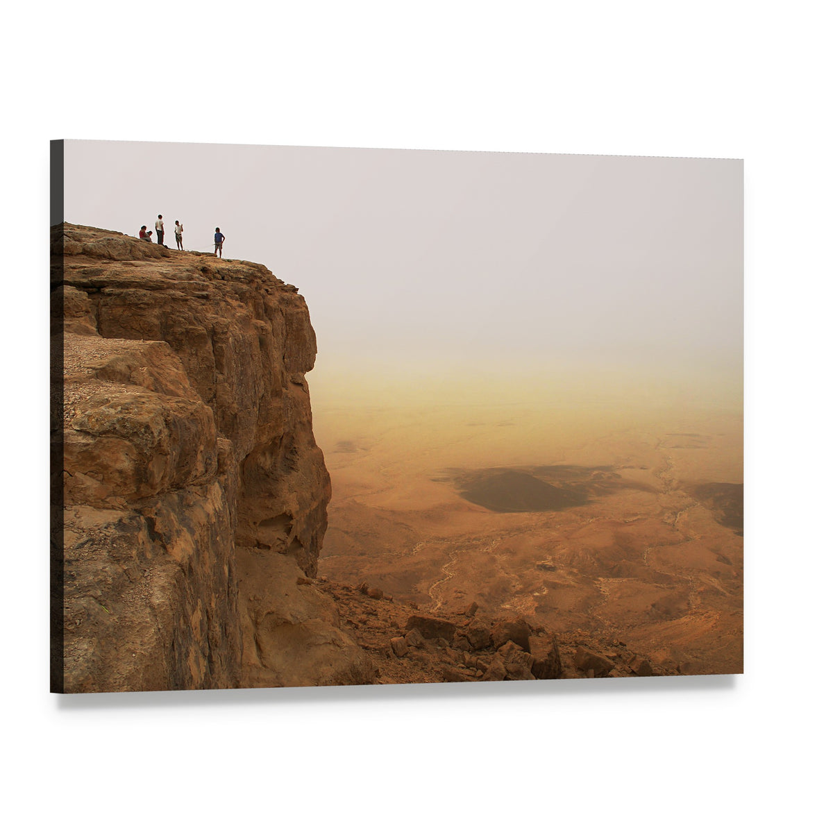 Cliff Over Ramon Crater Canvas Wall Art, single panel gallery wrapped canvas, angled product view