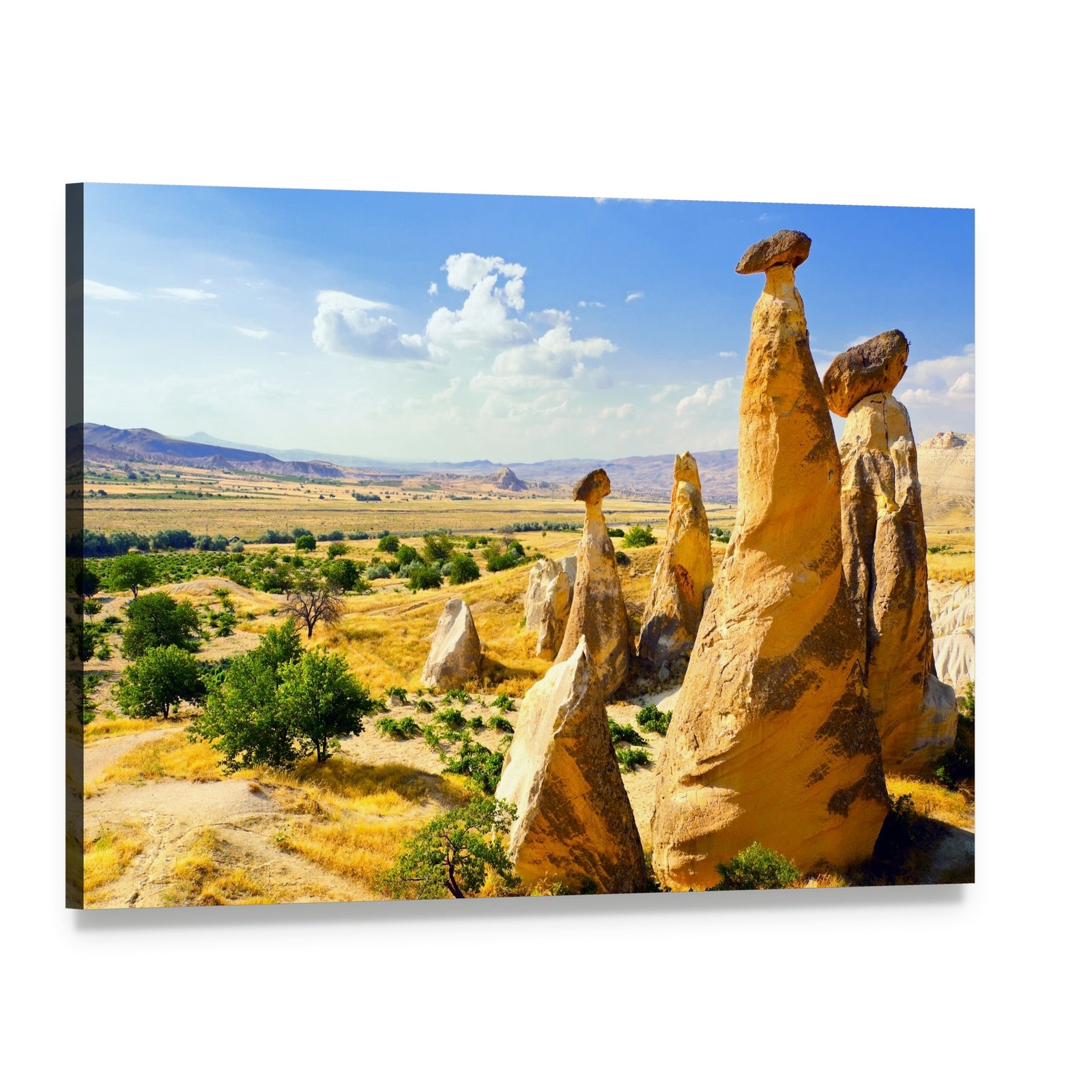 Cappadocia Rock Formation Landscape Canvas Wall Art, single panel gallery wrapped canvas, angled product view