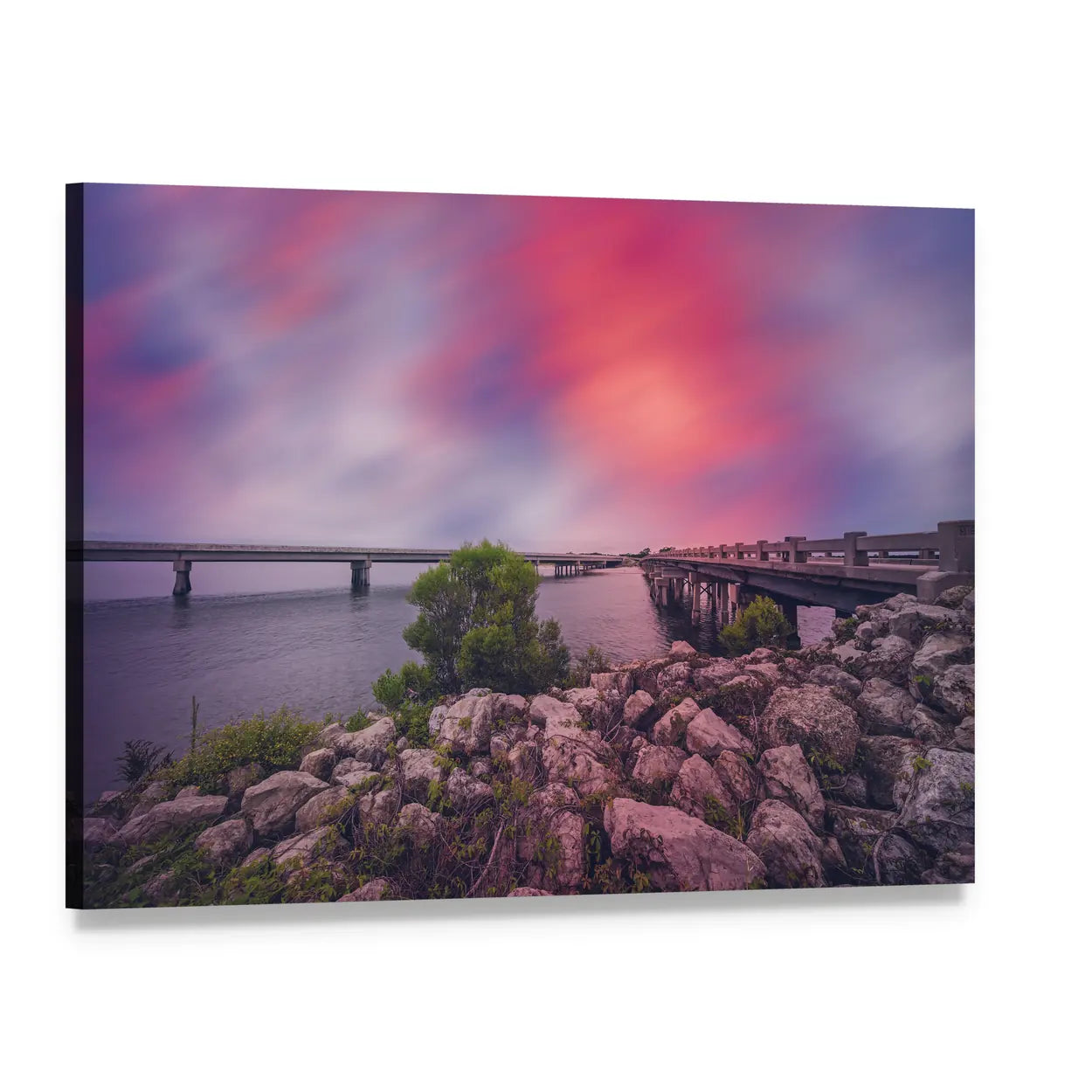 Bridges Between Amelia and Big Talbot Islands Canvas Wall Art, single panel gallery wrapped canvas, angled product view