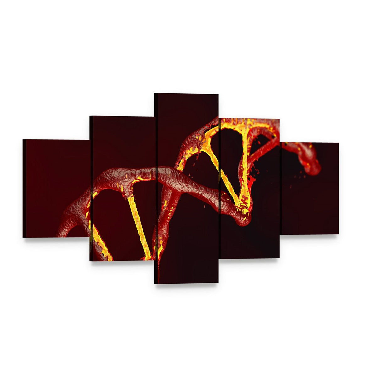 Dna Double Helix Close-up Canvas Wall Art, 5 panel 5 Star layout gallery wrapped canvas set, angled product view