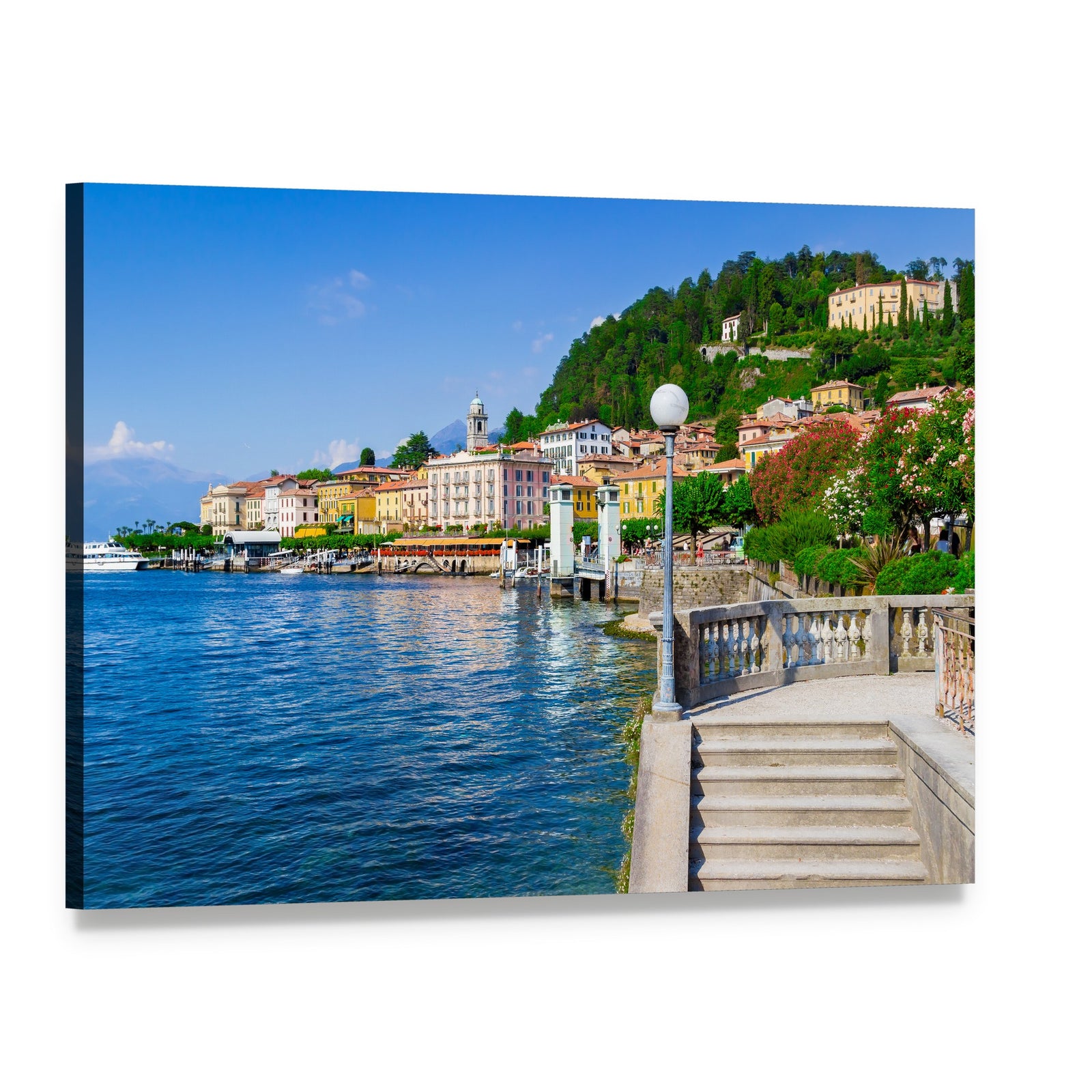 Old Bellagio on Lake Como Canvas Wall Art, single panel gallery wrapped canvas, angled product view