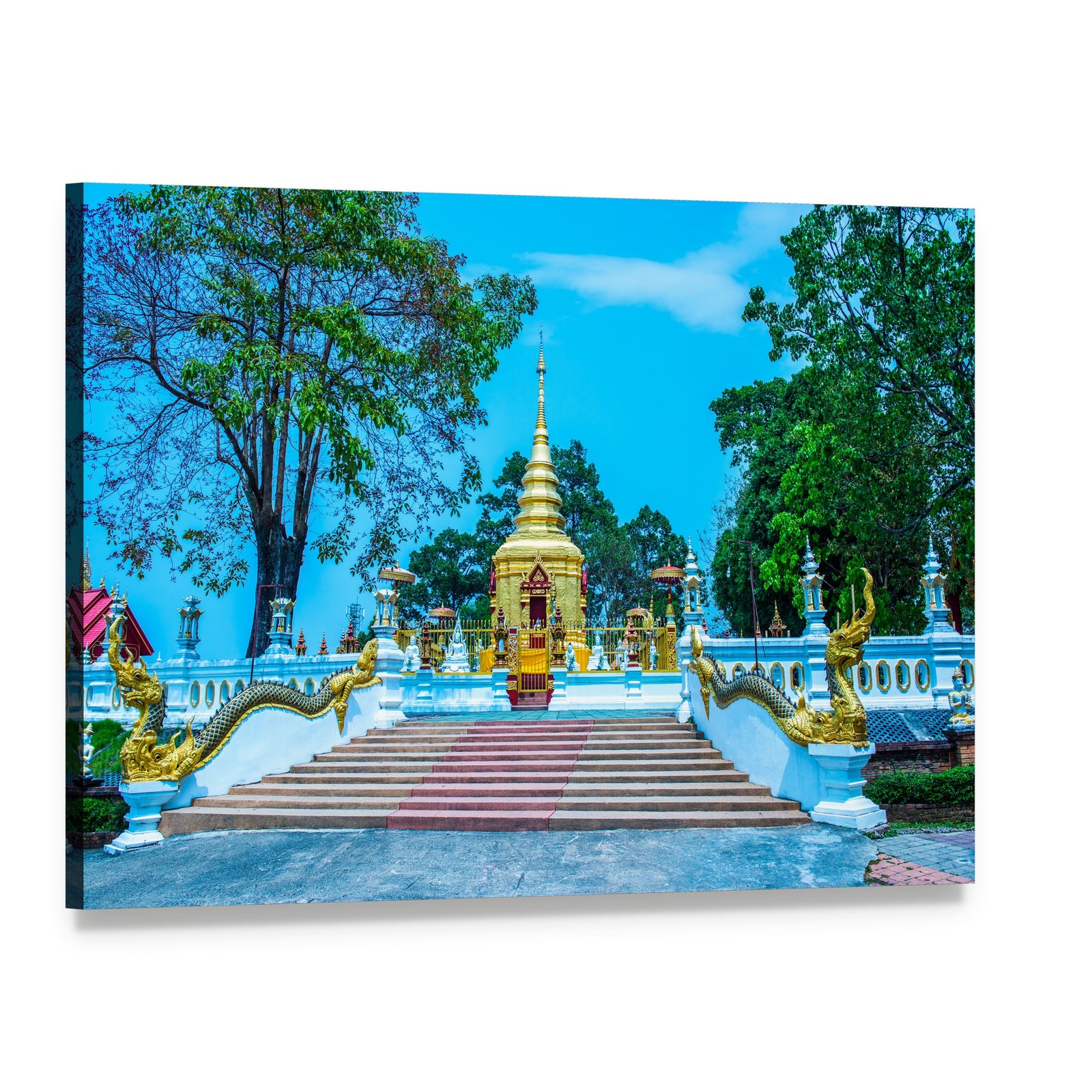 Prathat Doi Wao Temple Canvas Wall Art, single panel gallery wrapped canvas, angled product view