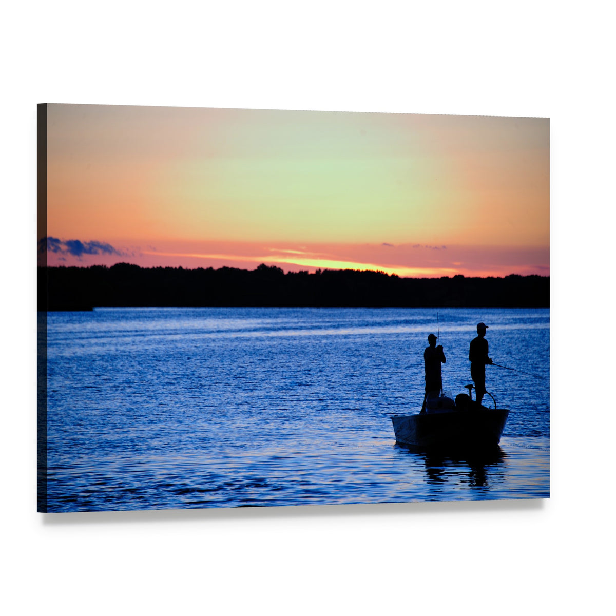 Fishing at Sunset in Wisconsin Canvas Wall Art, single panel gallery wrapped canvas, angled product view