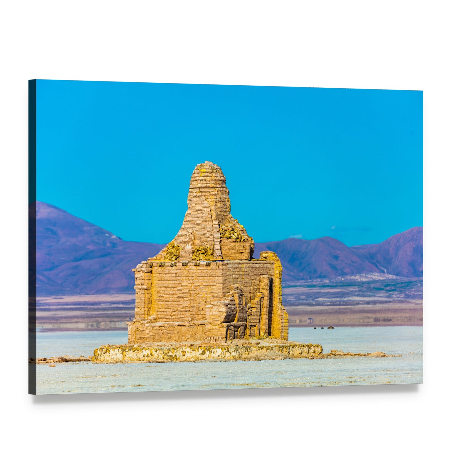 Ancient Stone Ruin by Salt Lake Canvas Wall Art, single panel gallery wrapped canvas, angled product view