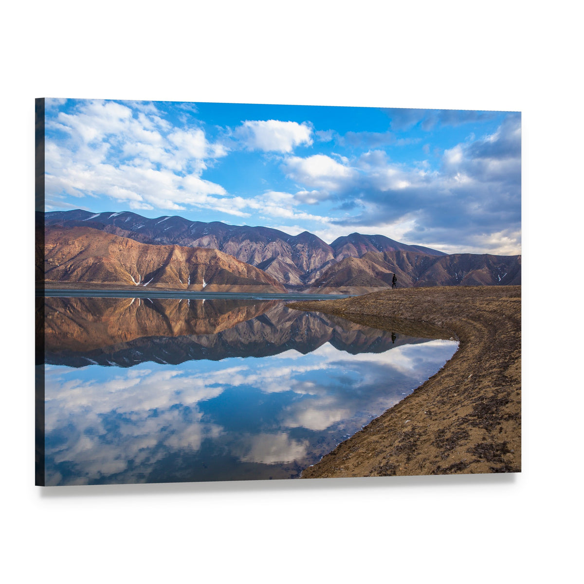 Clouds Reflected on River Canvas Wall Art, single panel gallery wrapped canvas, angled product view