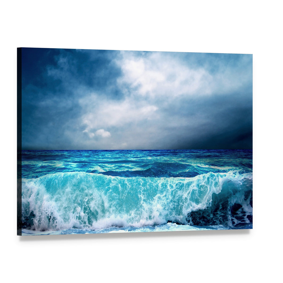 Strong Storm Seascape Canvas Wall Art, single panel gallery wrapped canvas, angled product view