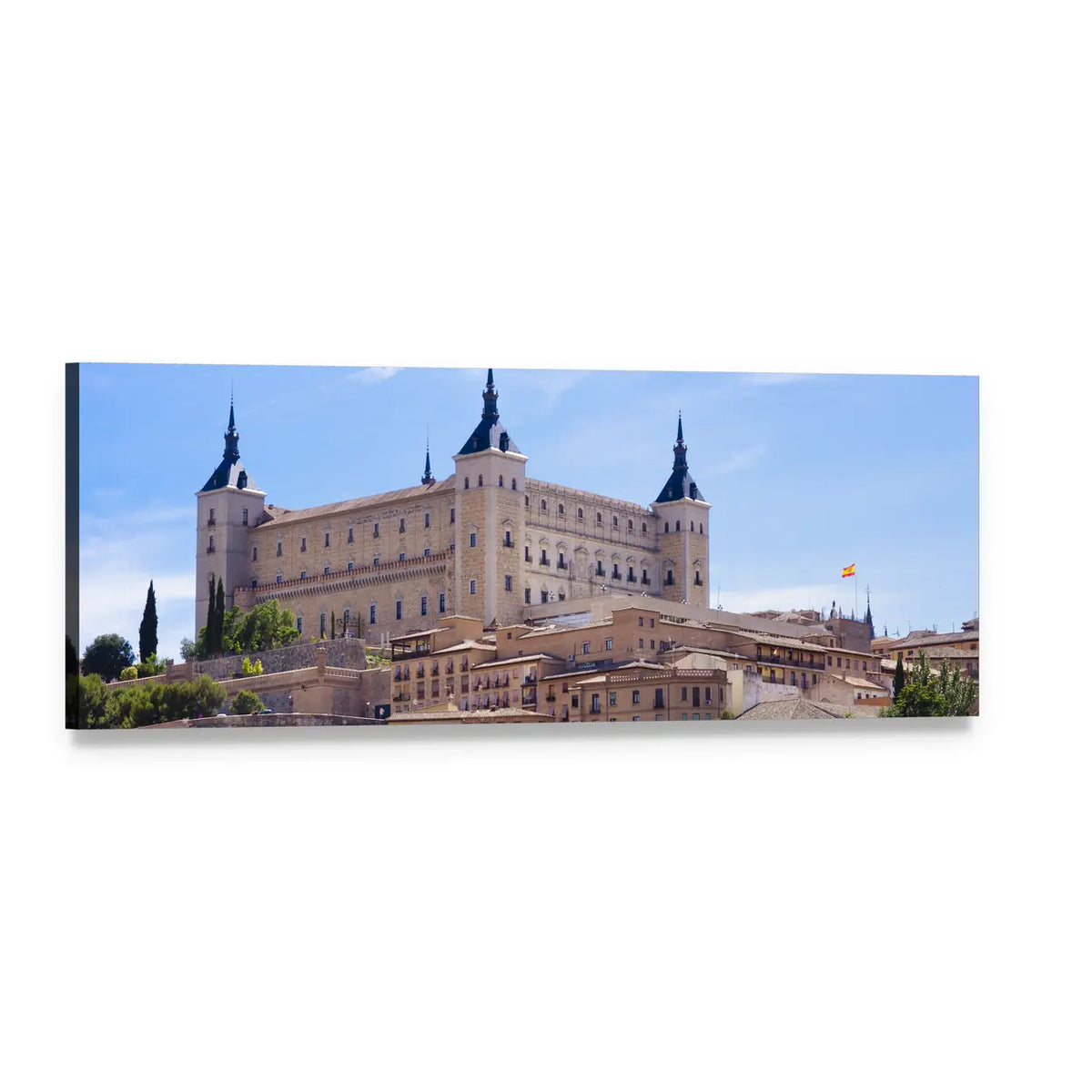 Alcázar of Toledo Cityscape Panoramic Canvas Wall Art, single panel gallery wrapped canvas, angled product view